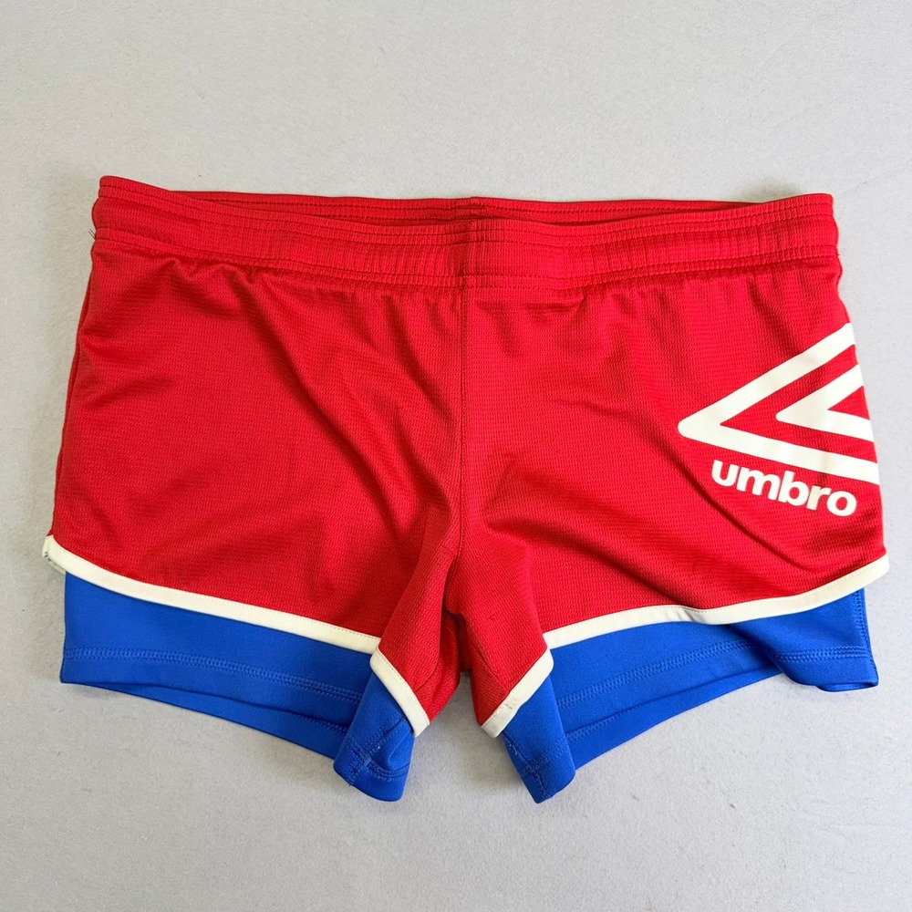 Umbro Athletic Shorts Girls XL Red Blue 2-in-1 Layered Soccer Gym Shorts Retro